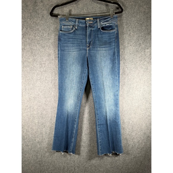 L'Agence Womens Size 27 Kendra High Rise Cropped Flare Jeans  Denim Blue - Picture 1 of 9